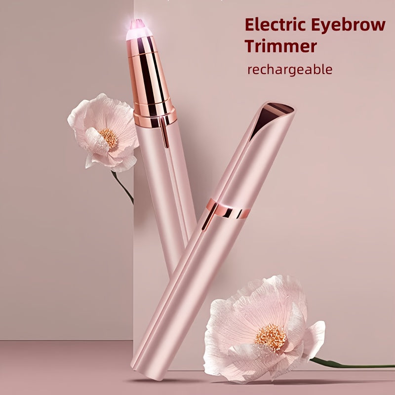 Electric Eyebrow Trimmer, Automatic, USB Charging, Rechargeable Lithium Battery 60mAh, Unscented, Abs Material, with Eyebrow Knife and Shaper (or Blade) for Women, Unisex Body Hair Remover